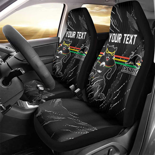 Personalized Penrith Panthers Car Seat Cover Dynamic Lightning Mascot Rugby Australia