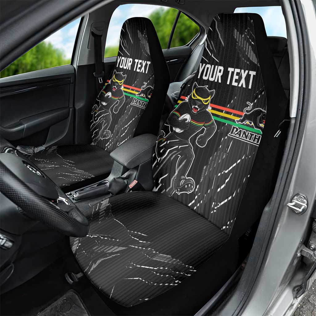 Personalized Penrith Panthers Car Seat Cover Dynamic Lightning Mascot Rugby Australia