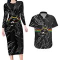 Personalized Penrith Panthers Couples Matching Long Sleeve Bodycon Dress and Hawaiian Shirt Dynamic Lightning Mascot Rugby Australia
