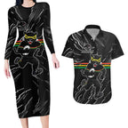 Personalized Penrith Panthers Couples Matching Long Sleeve Bodycon Dress and Hawaiian Shirt Dynamic Lightning Mascot Rugby Australia