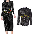 Personalized Penrith Panthers Couples Matching Long Sleeve Bodycon Dress and Long Sleeve Button Shirt Dynamic Lightning Mascot Rugby Australia