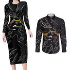 Personalized Penrith Panthers Couples Matching Long Sleeve Bodycon Dress and Long Sleeve Button Shirt Dynamic Lightning Mascot Rugby Australia