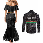 Personalized Penrith Panthers Couples Matching Mermaid Dress and Long Sleeve Button Shirt Dynamic Lightning Mascot Rugby Australia