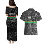 Personalized Penrith Panthers Couples Matching Puletasi and Hawaiian Shirt Dynamic Lightning Mascot Rugby Australia