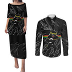 Personalized Penrith Panthers Couples Matching Puletasi and Long Sleeve Button Shirt Dynamic Lightning Mascot Rugby Australia
