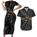 Personalized Penrith Panthers Couples Matching Short Sleeve Bodycon Dress and Hawaiian Shirt Dynamic Lightning Mascot Rugby Australia