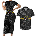 Personalized Penrith Panthers Couples Matching Short Sleeve Bodycon Dress and Hawaiian Shirt Dynamic Lightning Mascot Rugby Australia