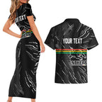 Personalized Penrith Panthers Couples Matching Short Sleeve Bodycon Dress and Hawaiian Shirt Dynamic Lightning Mascot Rugby Australia
