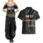 Personalized Penrith Panthers Couples Matching Summer Maxi Dress and Hawaiian Shirt Dynamic Lightning Mascot Rugby Australia