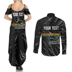 Personalized Penrith Panthers Couples Matching Summer Maxi Dress and Long Sleeve Button Shirt Dynamic Lightning Mascot Rugby Australia