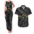 Personalized Penrith Panthers Couples Matching Tank Maxi Dress and Hawaiian Shirt Dynamic Lightning Mascot Rugby Australia