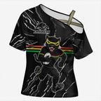 Personalized Penrith Panthers Cross Shoulder Shirt Dynamic Lightning Mascot Rugby Australia