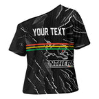 Personalized Penrith Panthers Cross Shoulder Shirt Dynamic Lightning Mascot Rugby Australia