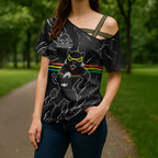 Personalized Penrith Panthers Cross Shoulder Shirt Dynamic Lightning Mascot Rugby Australia