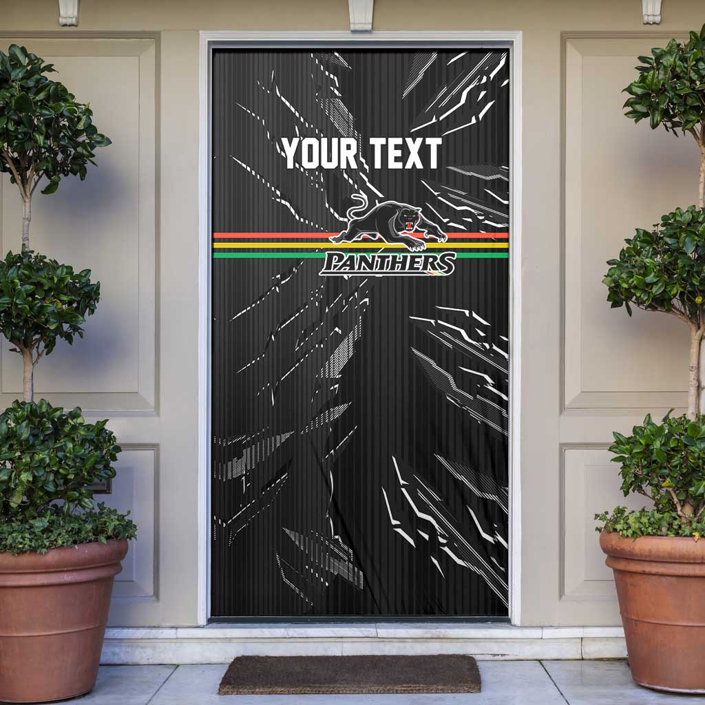 Personalized Penrith Panthers Door Cover Dynamic Lightning Mascot Rugby Australia