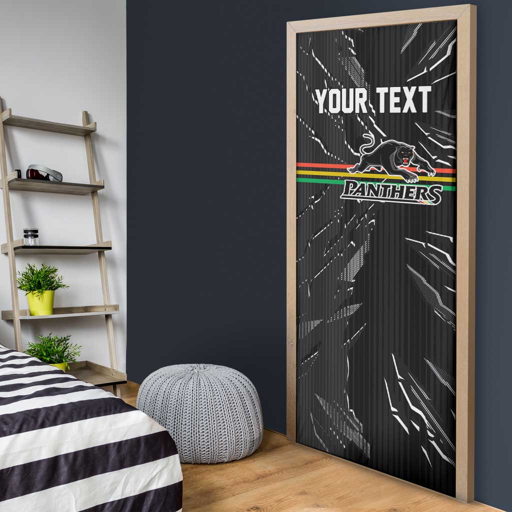 Personalized Penrith Panthers Door Cover Dynamic Lightning Mascot Rugby Australia