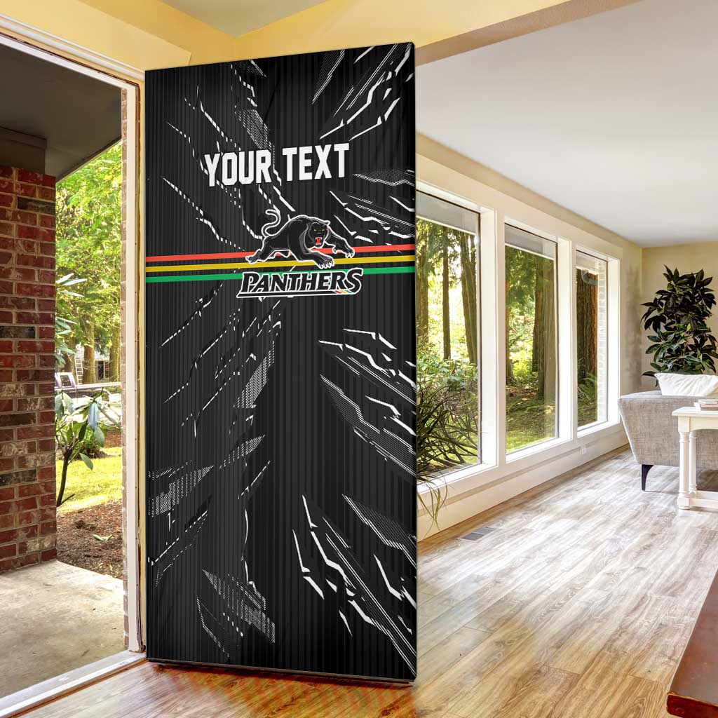 Personalized Penrith Panthers Door Cover Dynamic Lightning Mascot Rugby Australia
