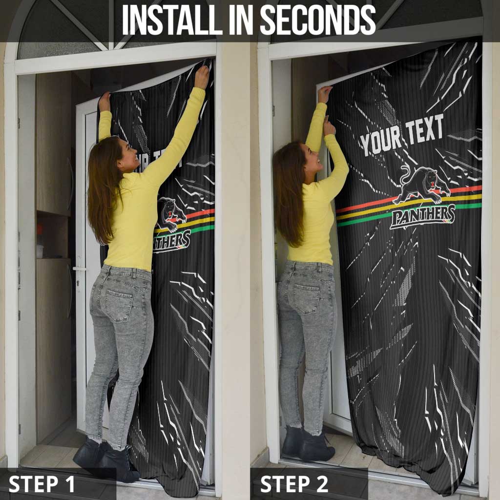 Personalized Penrith Panthers Door Cover Dynamic Lightning Mascot Rugby Australia