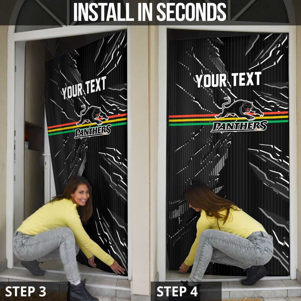 Personalized Penrith Panthers Door Cover Dynamic Lightning Mascot Rugby Australia