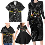 Personalized Penrith Panthers Family Matching Long Sleeve Bodycon Dress and Hawaiian Shirt Dynamic Lightning Mascot Rugby Australia