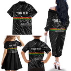 Personalized Penrith Panthers Family Matching Off The Shoulder Long Sleeve Dress and Hawaiian Shirt Dynamic Lightning Mascot Rugby Australia