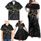Personalized Penrith Panthers Family Matching Off Shoulder Maxi Dress and Hawaiian Shirt Dynamic Lightning Mascot Rugby Australia