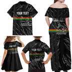 Personalized Penrith Panthers Family Matching Off Shoulder Maxi Dress and Hawaiian Shirt Dynamic Lightning Mascot Rugby Australia