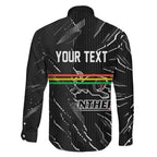 Personalized Penrith Panthers Family Matching Off Shoulder Short Dress and Hawaiian Shirt Dynamic Lightning Mascot Rugby Australia