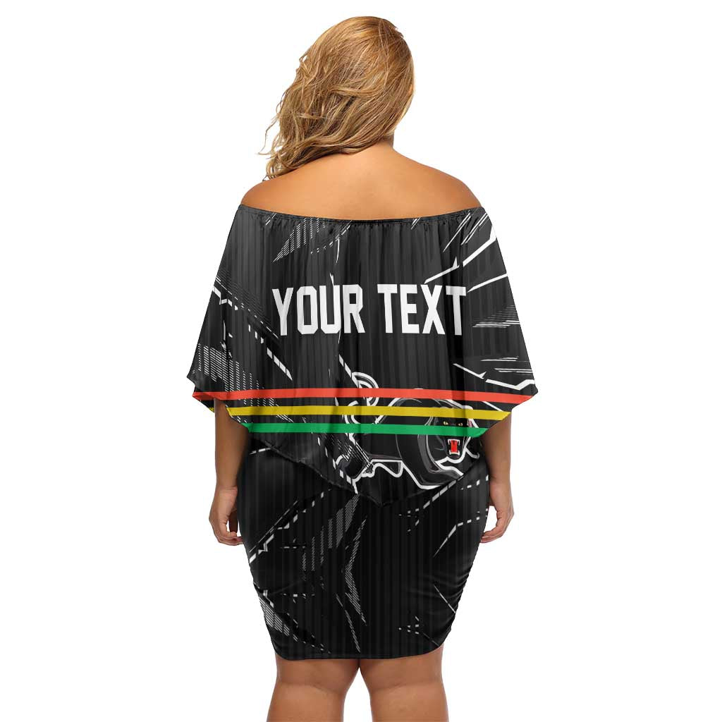 Personalized Penrith Panthers Family Matching Off Shoulder Short Dress and Hawaiian Shirt Dynamic Lightning Mascot Rugby Australia