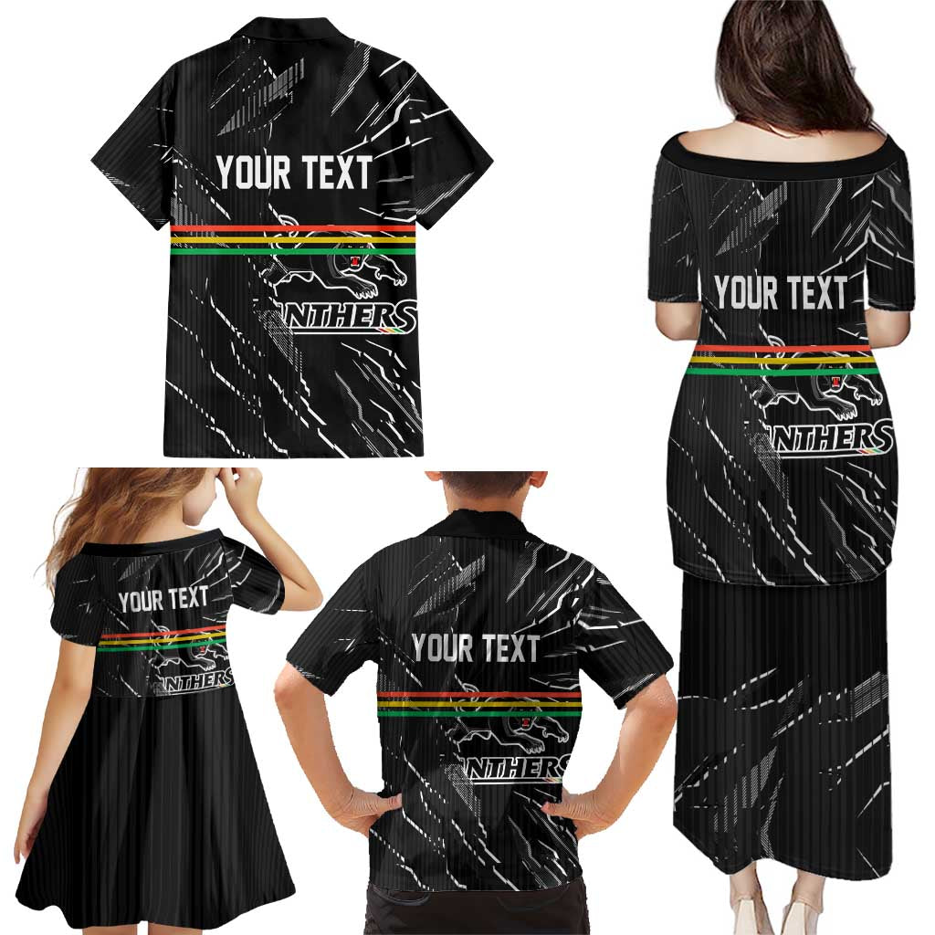 Personalized Penrith Panthers Family Matching Puletasi and Hawaiian Shirt Dynamic Lightning Mascot Rugby Australia