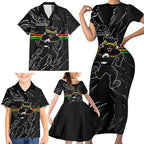 Personalized Penrith Panthers Family Matching Short Sleeve Bodycon Dress and Hawaiian Shirt Dynamic Lightning Mascot Rugby Australia