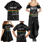 Personalized Penrith Panthers Family Matching Summer Maxi Dress and Hawaiian Shirt Dynamic Lightning Mascot Rugby Australia