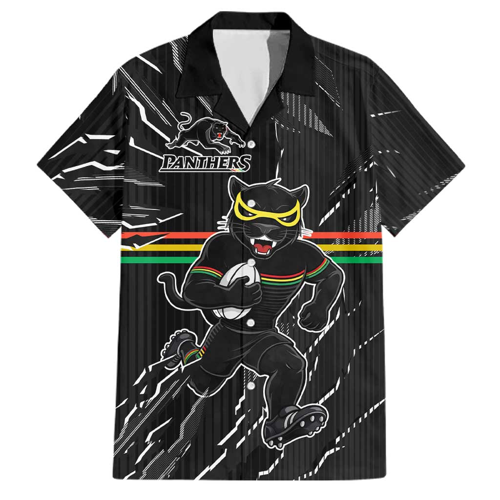 Personalized Penrith Panthers Family Matching Summer Maxi Dress and Hawaiian Shirt Dynamic Lightning Mascot Rugby Australia