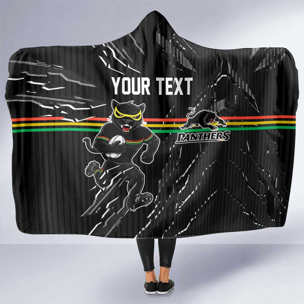 Personalized Penrith Panthers Hooded Blanket Dynamic Lightning Mascot Rugby Australia