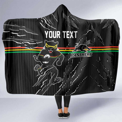 Personalized Penrith Panthers Hooded Blanket Dynamic Lightning Mascot Rugby Australia
