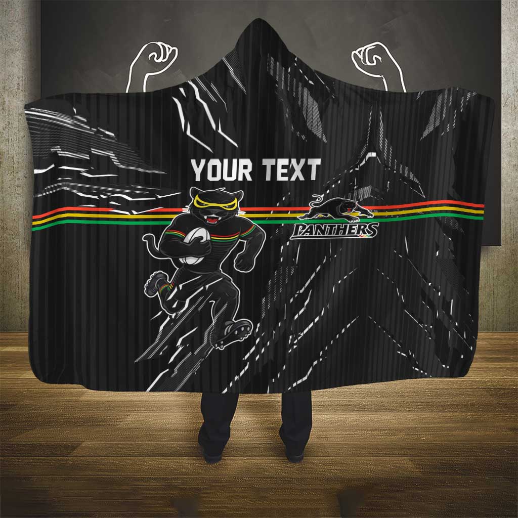 Personalized Penrith Panthers Hooded Blanket Dynamic Lightning Mascot Rugby Australia