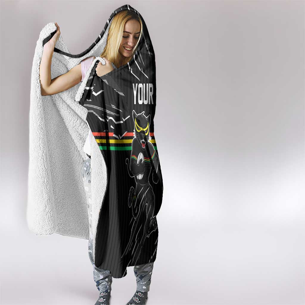 Personalized Penrith Panthers Hooded Blanket Dynamic Lightning Mascot Rugby Australia