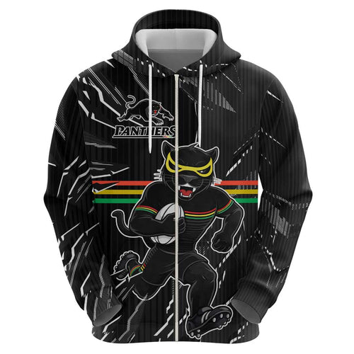 Personalized Penrith Panthers Hoodie Dynamic Lightning Mascot Rugby Australia