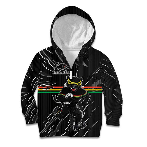 Personalized Penrith Panthers Kid Hoodie Dynamic Lightning Mascot Rugby Australia