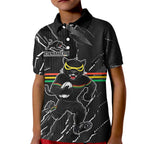 Personalized Penrith Panthers Kid Polo Shirt Dynamic Lightning Mascot Rugby Australia