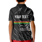 Personalized Penrith Panthers Kid Polo Shirt Dynamic Lightning Mascot Rugby Australia