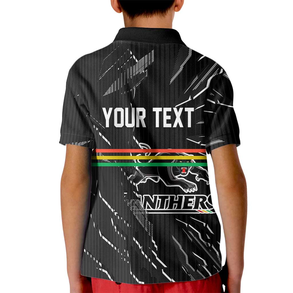 Personalized Penrith Panthers Kid Polo Shirt Dynamic Lightning Mascot Rugby Australia