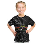 Personalized Penrith Panthers Kid T Shirt Dynamic Lightning Mascot Rugby Australia