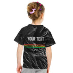 Personalized Penrith Panthers Kid T Shirt Dynamic Lightning Mascot Rugby Australia