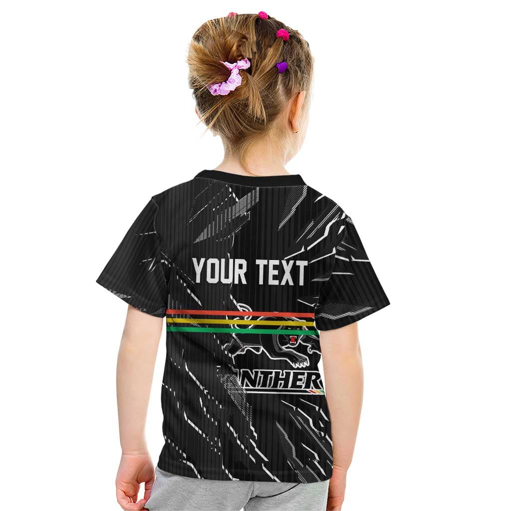 Personalized Penrith Panthers Kid T Shirt Dynamic Lightning Mascot Rugby Australia