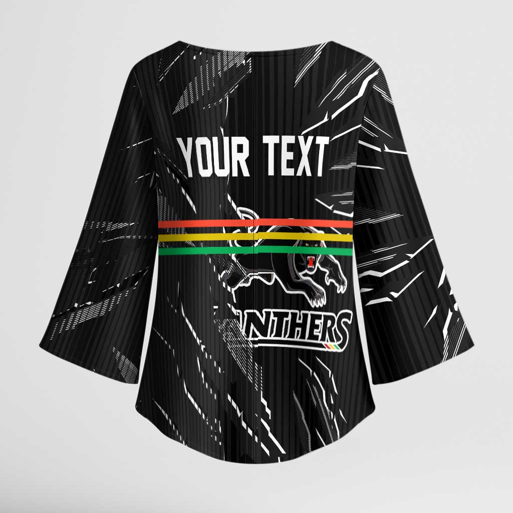 Personalized Penrith Panthers Kimono Sleeve Blouse Dynamic Lightning Mascot Rugby Australia