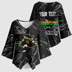 Personalized Penrith Panthers Kimono Sleeve Blouse Dynamic Lightning Mascot Rugby Australia