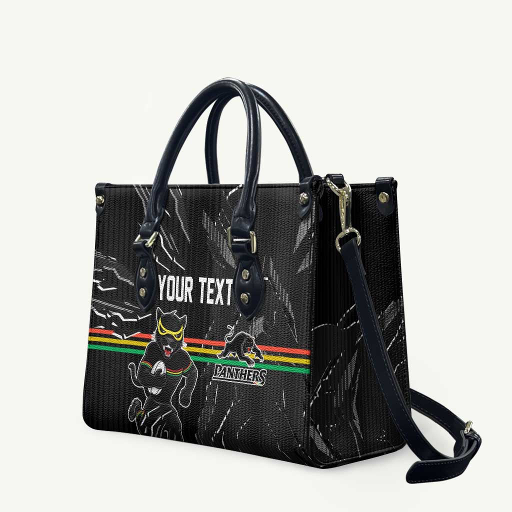 Personalized Penrith Panthers Leather Bag Dynamic Lightning Mascot Rugby Australia