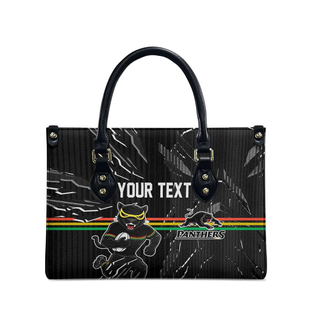 Personalized Penrith Panthers Leather Bag Dynamic Lightning Mascot Rugby Australia