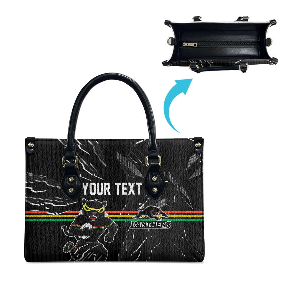 Personalized Penrith Panthers Leather Bag Dynamic Lightning Mascot Rugby Australia